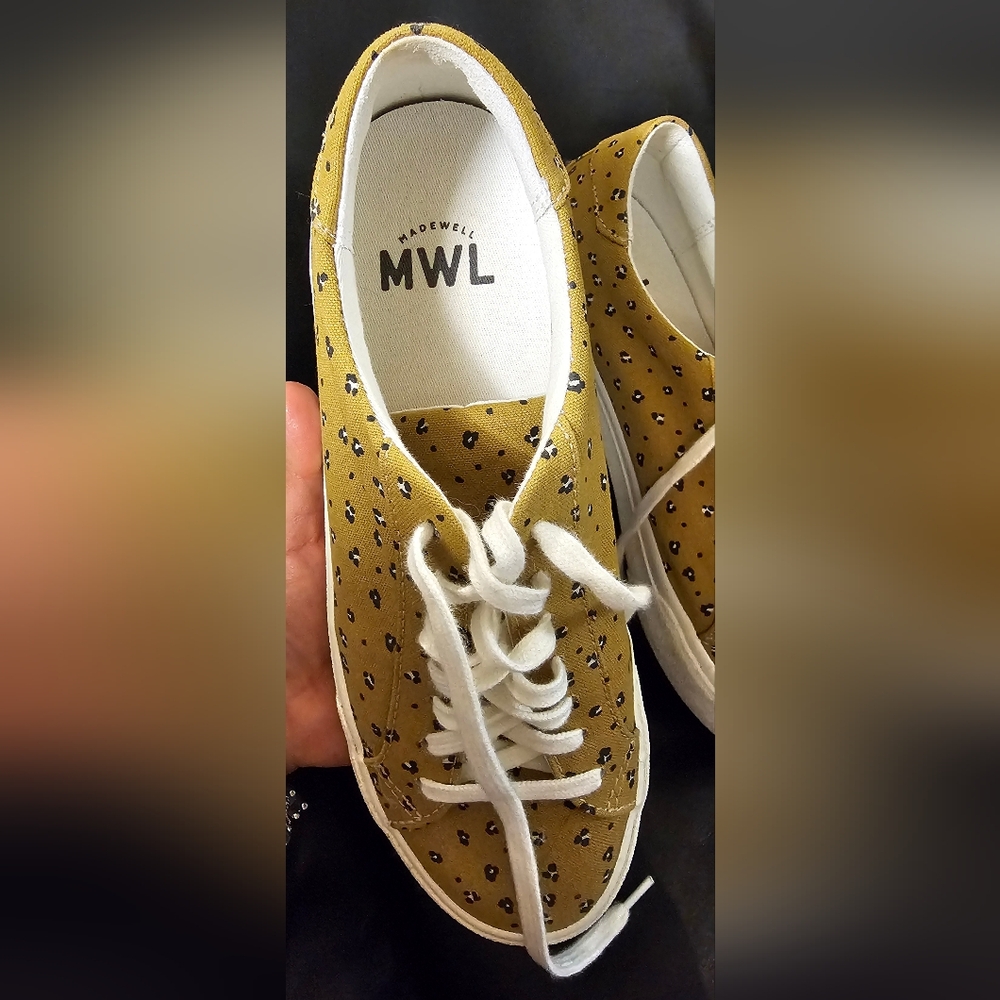 Madewell Sidewalk Low Top Sneakers Mini Leopard Print Women Size 8 EUC - Picture 4 of 15